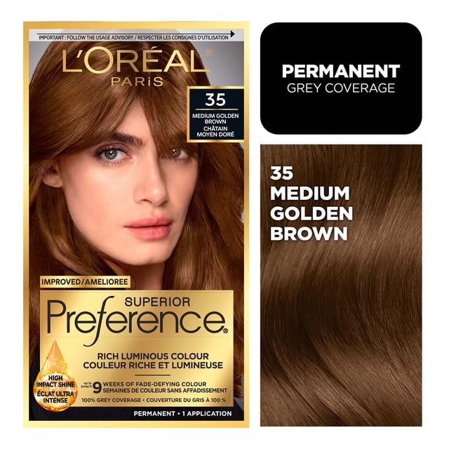 L'Oreal Paris Superior Preference Permanent Hair Color, Oil-in-Gel, Medium Golden Brown, 1 unit