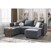 HONBAY Modern Sofa with Storage Seat for Living Room, Bluish Grey Polyester