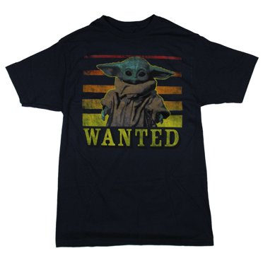Star Wars Mens' Shirt The Mandalorian Baby Yoda Wanted T-Shirt (SM)