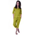 thumbnail image 1 of Moomaya Chemise en Coton Imprimé à Manches 3/4 avec Capri Ensemble de Nuit 2 Pcs Vêtements de Nuit pour Femmes, 1 of 7