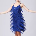 thumbnail image 2 of Robe Mini Unie Sans Manches à Paillettes et Plumes pour Femmes, à Bretelles, Col Ras du Cou, 2 of 9