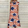 thumbnail image 1 of Robe d'Été pour Femmes 2024 Mode Grande Taille Ample Décontractée Col en V Jour de l'Indépendance Imprimée Manches Courtes Robes 50 % de Réduction Liquidation!, 1 of 5