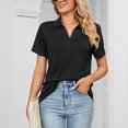 thumbnail image 2 of Birdeem T-Shirt à Manches Courtes Uni Col Mode pour Femmes Blouse Ample, 2 of 7