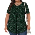 thumbnail image 4 of DDAPJ pyju Hauts Boho pour Femmes Grande Taille T-Shirts Graphiques Floraux Col Rond Manches Courtes Blouse d'Été Décontractée Tunique Coupe Ample Chemise Cache-Ventre Vente à Durée Limitée Vert Foncé TTG, 4 of 9