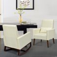 thumbnail image 3 of Patiojoy Set of 2 Dual-use Upholstered Rocking Chair with Wood Leg & Pillow Relax Sofa Chair Beige, 3 of 10