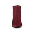 thumbnail image 2 of Unique Bargains Women's Pointed Toe Chunky Heel Chelsea Ankle Boots Burgundy 8, 2 of 8