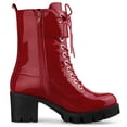 thumbnail image 5 of Unique Bargains Bottes de Combat à Plateforme à Talon Épais avec Fermeture Éclair pour Femmes, 5 of 5