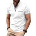 thumbnail image 1 of EOYWHK Henley Shirts for Men Business Casual Button Up Short Sleeve Tees Solid Color Stand Collar Work Blouse, 1 of 7