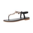 thumbnail image 1 of Leutsin Chaussures pour Femmes Style Romain Sandales à Talon Bas à Bande Élastique à Enfiler Tongs, 1 of 5
