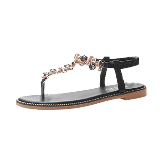 Leutsin Chaussures pour Femmes Style Romain Sandales à Talon Bas à Bande Élastique à Enfiler Tongs