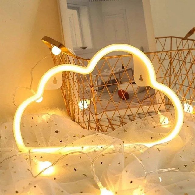 Cute Cartoon Cloud LED Neon Sign Decorative Lamp Creative Table Light Home Decor Small Night Light for Bedroom(Purple)