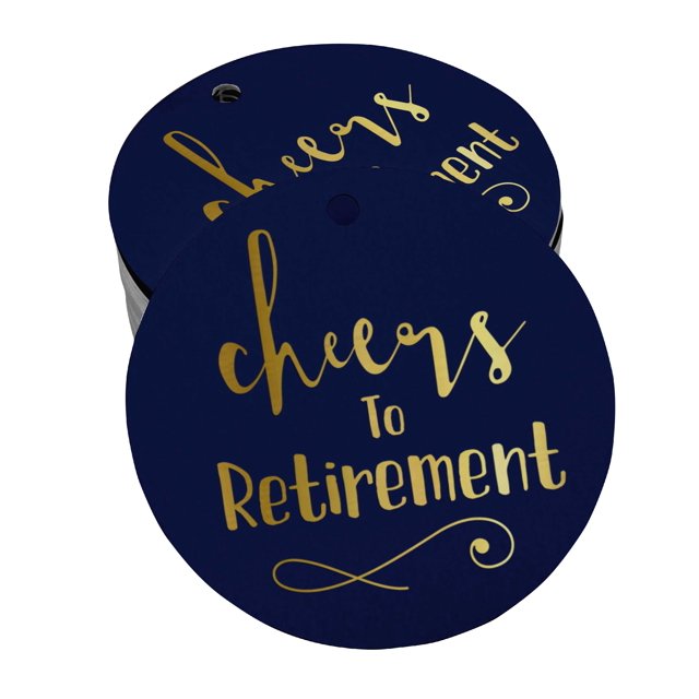Inkdotpot Cheers To Retirement Bottle Tag Real Gold Foil Favor Hang Tags Pack Of 100