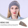 thumbnail image 3 of Crochet Headbands Winter Leaves Pattern with Hairbands with Rhinestones Adjustable Rhinestones Elastic Head Protector Wide Warm Chunky Hair Accessories for Girls Khaki, 3 of 7