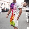 thumbnail image 2 of Hommes Imprimé Manches Courtes Décontracté Plage Manches Courtes Col Rond Blouses & Ensembles, 2 of 5