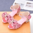 thumbnail image 2 of REDARER Big Girl Summer Soft Bottom Breathable Non Slip High Heel Rhinestone Bow Princess Sandals,Size 9.5-10 Years, 2 of 5