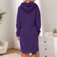 thumbnail image 3 of Longs Chandails à Capuchon pour Femmes 2025 Manches Longues Ourlet Fendu Robe à Capuchon Unie avec Poches Chandail à Capuchon pour Femmes, 3 of 7