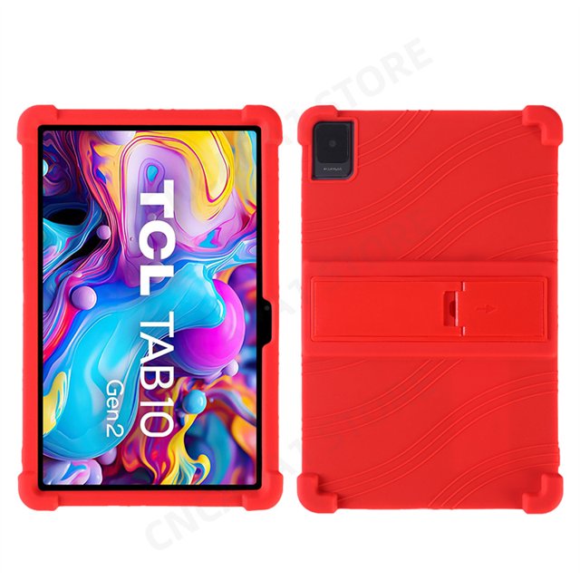4 Thicken Cornors Silicone Cover with Kickstand For TCL Tab 10 Gen 2 Case 8496G 10.36" Tablet PC Soft Shockproof Protector Funda Red Tab 10 Gen 2 8496G