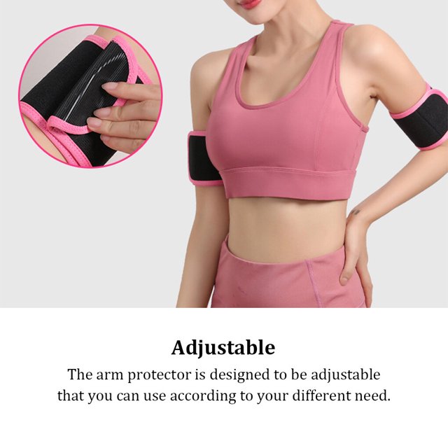 1 Pair Women Arm Compression Sweating Protector Sleeve Portable Rubber Lining Fast Sweating Reusable Washable Basketball Yoga Protector Wraps Red