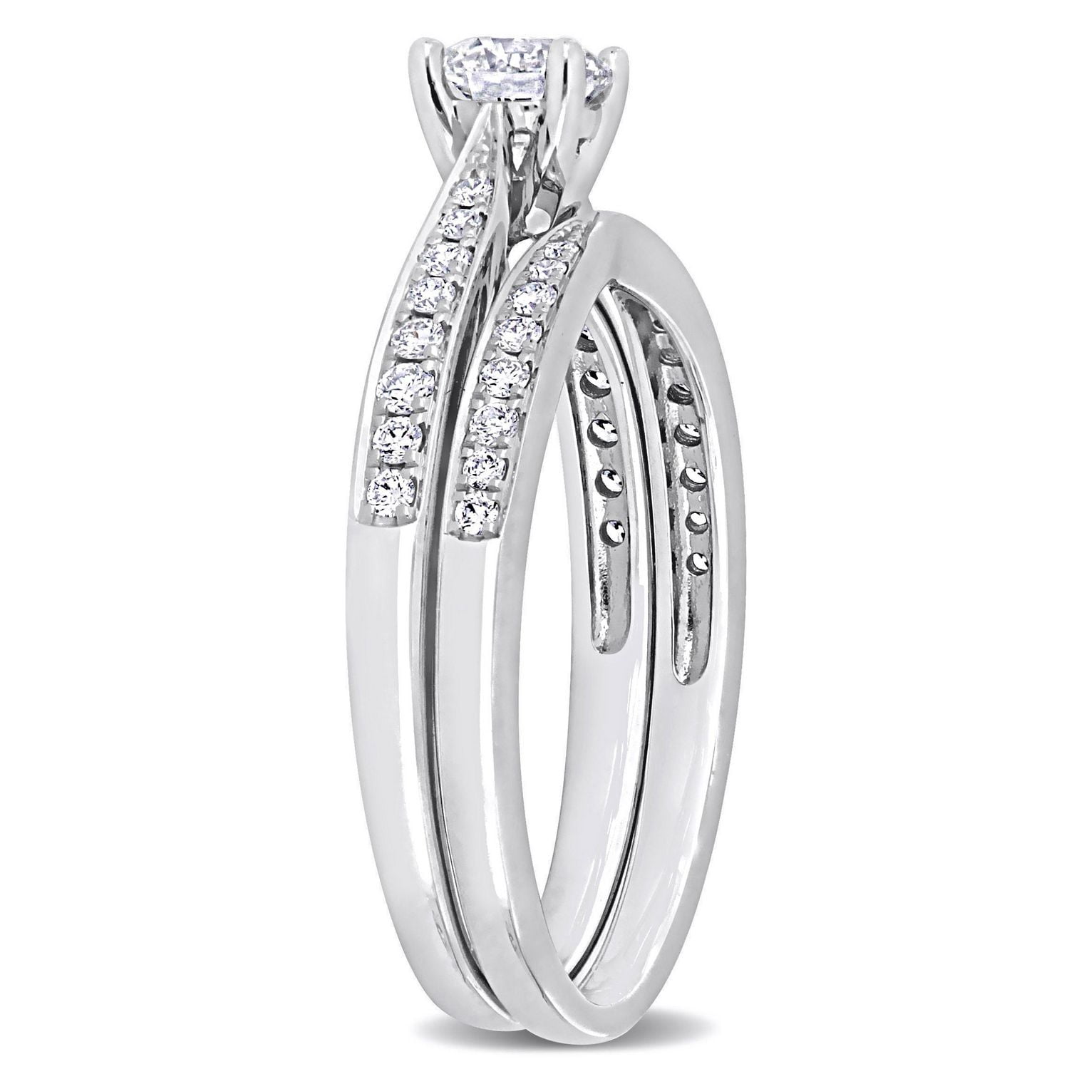 Miabella Ensemble de Bague mariage en or blanc 14K avec diamants de 5/8 carats P.T.