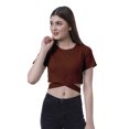 thumbnail image 2 of Moomaya Haut pour Femmes à Ourlet Croisé, Manches Courtes, Col Rond, T-Shirt, Blouse, Hauts, 2 of 6