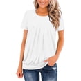 thumbnail image 2 of AherBiu Hauts à Manches Courtes pour Femmes, Blouse Ample Froncée, Tunique Décontractée d'Été à Porter avec des Leggings, 2 of 7