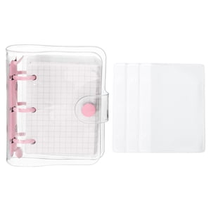 REGALWOVEN Clear 3 Ring Binder Cover, Notebook Binder Mini Refillable Loose Leaf Folder Planner, Pink