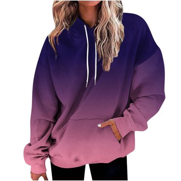 awzxde Plus Size Hoodies for Women Fashion Solid Hooded Drawstring With Pocket Sweatshirt Hoodie Orange,L