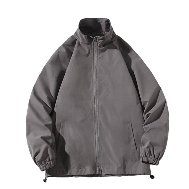 Dvkptbk Veste à Capuche pour Homme, Veste Coquille Rigide, Vêtements de Sport d'Extérieur, Trench à Col Roulé pour Homme, Veste Décontractée de Style Affaires pour Hommes d'Âge Moyen en Liquidation