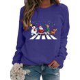 thumbnail image 1 of Innerwin Chandail Col Rond Femmes Hauts Imprimé de Noël Xmas Chandail en Molleton Marine Vert G, 1 of 2