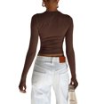 thumbnail image 3 of Faithtur T-shirt pour Femmes, Manches Longues Col Rond Ajusté Crop Top avec Trous pour les Pouces pour Usage Quotidien, 3 of 4