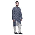 thumbnail image 2 of Atasi Designer Printed Summer Wear Long Kurta With White Pajama Set For Men, 2 of 3