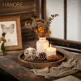 thumbnail image 4 of CHUANK Wood Round Tray 11” Rustic Decorative Small Tray for Table Decor Whitewashed, 4 of 8