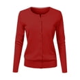thumbnail image 1 of Cardigan à Col Rond pour Femmes, Mode Durable, Tricoté, Manches Longues, Grandes Tailles, Coupe Ample, Couleur Unie, Veste Chandail Courte, Cardigan - Hontri, 1 of 4