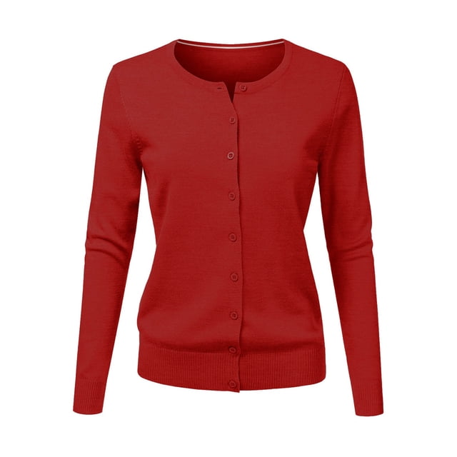 Cardigan à Col Rond pour Femmes, Mode Durable, Tricoté, Manches Longues, Grandes Tailles, Coupe Ample, Couleur Unie, Veste Chandail Courte, Cardigan - Hontri