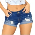 thumbnail image 2 of Teissuly Shorts d'Été Rabais Mode Femmes Poche Jeans Unis Pantalons Femme Trou Bas Shorts Décontractés, 2 of 9