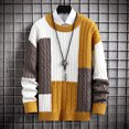 thumbnail image 4 of Birdeem Tricot pour Hommes Col Rond Chandail Élastique Couleurs Assorties Texture Tendance Manteau Chandail, 4 of 9