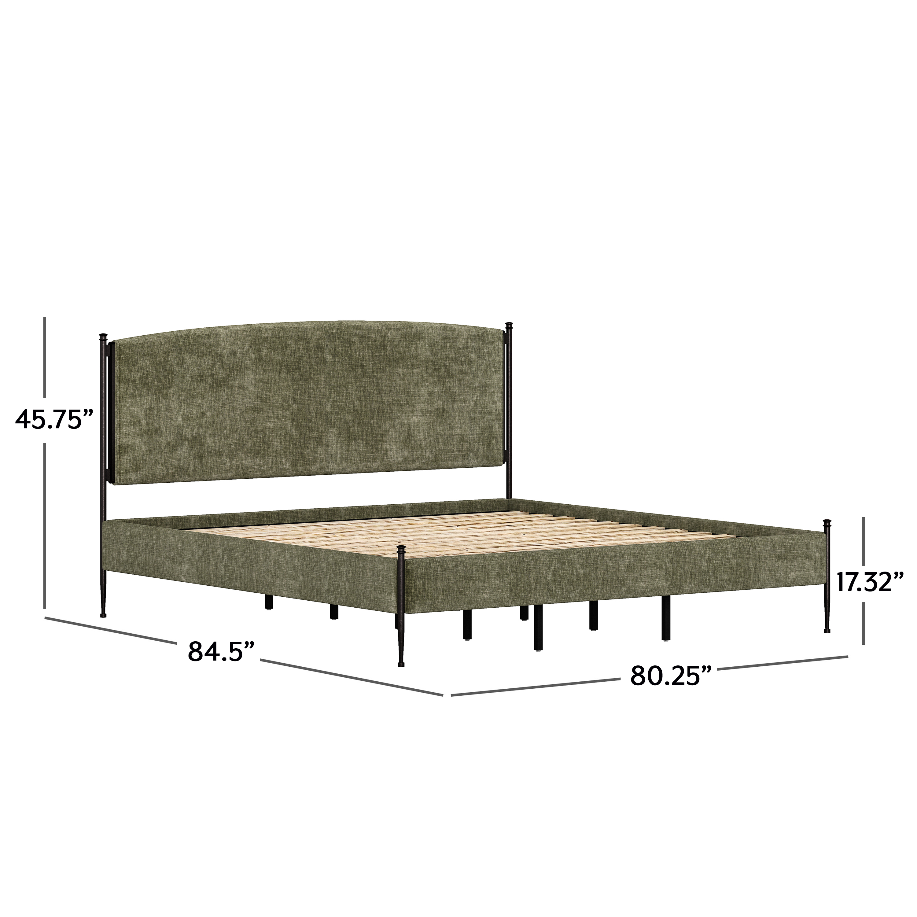 Better Homes & Gardens Ambrose Upholstered King Bed, Forest Velvet and Forged Iron