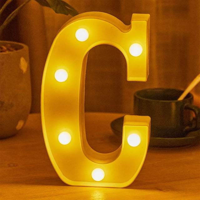 TopLLC Christmas Decor LED Letter Lights Sign Light Up For Home Party Wedding Decoration Light Up Letters Alphabet Letter Sign Battery Powered For Christmas Birthday Party Decoration warning light