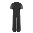 thumbnail image 4 of Kvysinly Kids Flower Girls Sparkly Wide Leg Jumpsuits Rhinestone Round Collar Short Sleeve Rompers Pants Black 8, 4 of 6