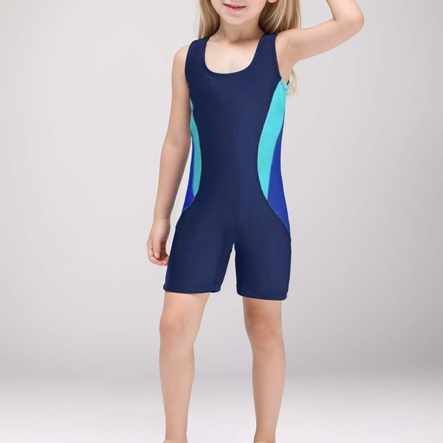 Teen Girls Swimwear Rash Guard Hawaiian Ruffle Long Sleeve Sun Protection Athletic Bathing Suits 13-14