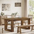 thumbnail image 4 of Tribesigns 63" Farmhouse Wooden Dining Table for 4-6 People, Rectangular Kitchen Table for Dining Room or Home Office, Brown, 4 of 5