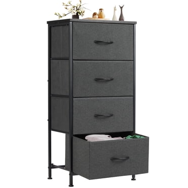EDX Commode à 4 Tiroirs pour Chambre, Organisateur de Rangement en Tissu Armoire Étroite Table d'Appoint, Gris