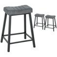 thumbnail image 1 of HOMCOM Tabourets de Bar Ensemble de 3 Tabourets de Comptoir Rembourrés en Velours Gris, 1 of 10
