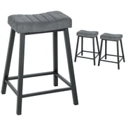 HOMCOM Bar Stools Set of 3 Velvet Upholstered Counter Height Barstools Grey
