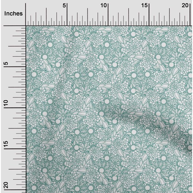 oneOone Tissu Popeline de Coton Vert Sarcelle Matériel de Robe Artistique Tissu Imprimé au Mètre 42 Pouces de Large