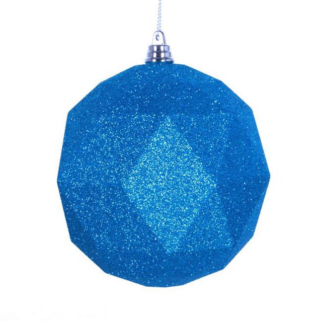 Vickerman M177512DG Boule d'Ornement de Noël Géométrique Pailletée Turquoise 8 Po.