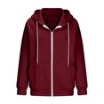 thumbnail image 4 of Timegard Chandail à Capuchon à Fermeture Éclair pour Femme Grande Taille Automne Décontracté Ample Couleur Unie Veste Manteau Confortable avec Poches, 4 of 6