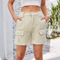 thumbnail image 4 of Timegard Women's Elastic High Waisted Straight Leg Cargo Denim Shorts with Pockets, Medium, 4 of 7