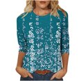 thumbnail image 2 of Xihbxyly Blouses pour Femmes Manches 3/4 Mode Féminine Col Rond Rétro Imprimé de Pâques Hauts Amples Blouse Offres du Jour, 2 of 4