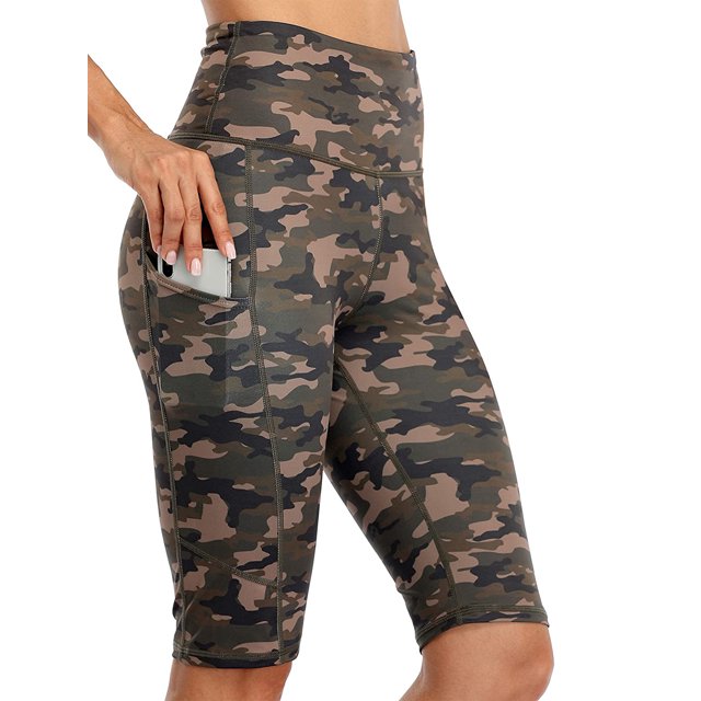 Women's Running Biker Shorts with Side Pockets High Waisted